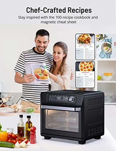 Air Fryer Toaster Oven, SWIPESMITH 26QT Convection Air Fryer, Bake, Broil, Roast, Dehydrate, Slow Cook, Digital Countertop Oven With 24 Presets 100 Recipes, Accessories, Touch Control, 1700W 3 Air Fryer Toaster Oven, SWIPESMITH 26QT Convection Air Fryer, Bake, Broil, Roast, Dehydrate, Slow Cook, Digital Countertop Oven With 24 Presets 100 Recipes, Accessories, Touch Control, 1700W