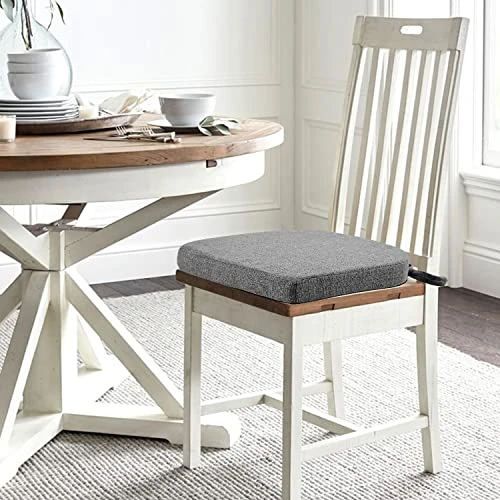 Indoor Chair Cushions For Dining Chairs, Soft And Comfortable Textured Memory Foam Kitchen Chair Pads With Ties And Non-Slip Backing, 16" X 16" X 2", Dark Grey, 4 Pack 9 Indoor Chair Cushions For Dining Chairs, Soft And Comfortable Textured Memory Foam Kitchen Chair Pads With Ties And Non-Slip Backing, 16" X 16" X 2", Dark Grey, 4 Pack - Image 7