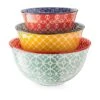 Vibrant Mixing Bowls (Set Of 3), Ceramic Mixing Bowls, Serving Bowls, Colorful Nesting Bowls, Great For Cooking, Baking, Prepping, Housewarming Gift, 3.7/2/1 Qt, Bowls For Kitchen