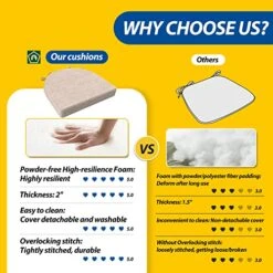 U-Shaped Chair Cushions For Dining Chairs With Ties And Removable Cover, 2" Thick Dining Kitchen Chair Pads, Indoor Dining Room Chair Cushions, 17" X 16", Set Of 4, Beige -Wilton Shop 51zfr0x2mrL