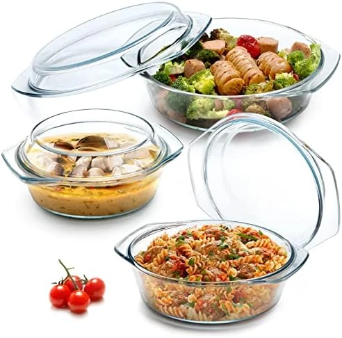 Clear Round Glass Casserole Dish With Glass Lid Oven Safe Glass Cookware, Covered Glass Microwavable Bowls With Lids (2.5L) 11 Clear Round Glass Casserole Dish With Glass Lid Oven Safe Glass Cookware, Covered Glass Microwavable Bowls With Lids (2.5L) - Image 9