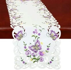 Spring Butterfly And Floral Table Runners, Dresser Scarf (Blue, 14 × 90 Inch) -Wilton Shop 51zuM6xxb1L. AC