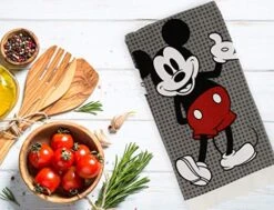 100% Cotton Kitchen Towels, 2pk, Perfect For Drying Dishes & Hands, Absorbent, Light Weight, And Adorable- Machine Washable- 16” X 26” - Mickey Grey Dots -Wilton Shop 51zw7PKqDGL