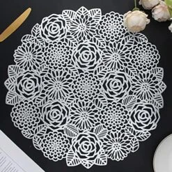 Placemats Set Of 6, Round Placemats For Dining Table Metallic Pressed Vinyl Table Mats Hollow Out Blooming Rose Place Mats For Banquet Wedding Accent Centerpiece (Gold) -Wilton Shop 61 7uaM2LkS. AC