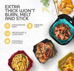 Ilicone Air Fryer Liners Set OF 2, Air Fryer Silicone Liners For 4-7QT Air Fryer Tray Baking Oven, 7.5” Reusable Square Air Fryer Liners With Handles & Holes, Air Fryer Inserts, Air Fryer Accessories 13 Ilicone Air Fryer Liners Set OF 2, Air Fryer Silicone Liners For 4-7QT Air Fryer Tray Baking Oven, 7.5” Reusable Square Air Fryer Liners With Handles & Holes, Air Fryer Inserts, Air Fryer Accessories -Wilton Shop 6104a7K7kOL