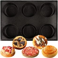 Bun Baking Pan Hamburger Bread Perforated Eclair Sheets Round Disc Mesh Silicone Mold 8-Loaf Taper Circle Shape -Wilton Shop 610ljbygr6L. AC