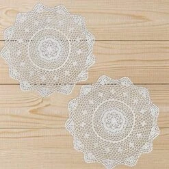 2 Pieces 15 Inch Doilies Crochet For Dressers And End Tables Crafts Disposable Medium Halloween Valentines Doilies Cloth Lace Placemats Coasters Black Cotton Round Vintage Tablecloth -Wilton Shop 611NOn92bLL. AC