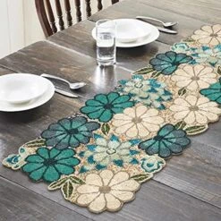 Decorative Handmade Glitz Beaded Table Runner For Chritsmas - Hand Embroidery Floral Table Mat For Harvest Xmas Easter Christmas Thanksgiving Wedding Family Party Decoration - 13x36 Inch- Brown Combo -Wilton Shop 611f3kr6OL. AC