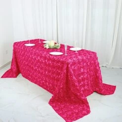 90x132 Red Satin Raised Rosettes Rectangle Tablecloth Wedding Party Dining Room Table Linens 25 90x132 Red Satin Raised Rosettes Rectangle Tablecloth Wedding Party Dining Room Table Linens -Wilton Shop 611iV CbaeL. AC