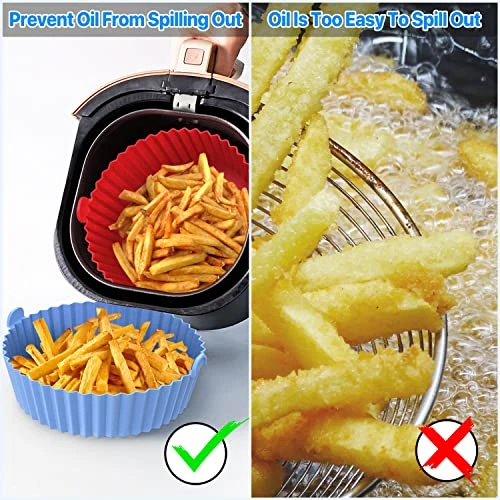 Air Fryer Silicone Pot,2-Pack 9.4 Inch Reusable Air Fryer Liners Round Food Safe Non Stick Air Fryer Basket Oven Accessories For Cosori 6 Qt Or Bigger Air Fryer (9.4 ") 8 Air Fryer Silicone Pot,2-Pack 9.4 Inch Reusable Air Fryer Liners Round Food Safe Non Stick Air Fryer Basket Oven Accessories For Cosori 6 Qt Or Bigger Air Fryer (9.4 ") - Image 6