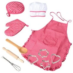 11 Pcs Kids Cooking And Baking Set With Apron For Girls, Chef Hat, Oven Mitt, And Other Cooking Utensils