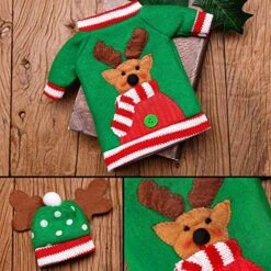 6 Sets Christmas Wine Bottle Sweater Cover Knit Dress Santa Reindeer Snowman Wine Bottle Cover For Christmas Party Decorations (Color 1) -Wilton Shop 612SryouzhL