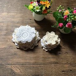 Set Of 36 Small Hand Crochet Doilies Mini Cotton Crocheted Lace Doilies For Crafts,3-6 Inches Snowflake Style White Beige -Wilton Shop 612bGhlgkYS