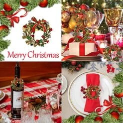 Set Of 8 Christmas Wreath Napkin Rings Set- Diamond Wreath Xmas Napkin Ring Holders For Cloth Napkins, Christmas Holiday Party Dinner Table Decoration 17 Set Of 8 Christmas Wreath Napkin Rings Set- Diamond Wreath Xmas Napkin Ring Holders For Cloth Napkins, Christmas Holiday Party Dinner Table Decoration -Wilton Shop 612y96t95JL