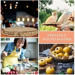 15 Inch Woven Placemats Set Of 4 Round Braided Tablemats Kitchen Place Mats With Decorative Holder Heat Resistant Table Mats Water Hyacinth Weave Pads Large Hot Mats Wicker Placemats -Wilton Shop 613XN1WukTL