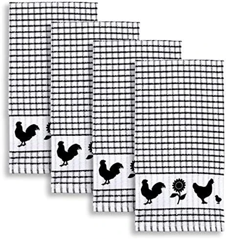 Backyard Chickens Windowpane Check Cotton Terrycloth Kitchen Towels, Set Of 4 (Red) 7 Backyard Chickens Windowpane Check Cotton Terrycloth Kitchen Towels, Set Of 4 (Red) - Image 5