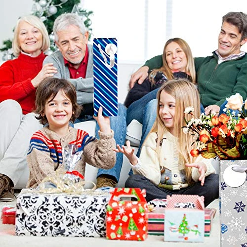 12 Pack Winter Wine Bags Wine Gift Bags With Handle And Tags Blue Snowman Xmas Tree Snowflake Stripe Bottle Bags For Winter Holiday Christmas Party Favor Home Table Decoration, 4 Design 8 12 Pack Winter Wine Bags Wine Gift Bags With Handle And Tags Blue Snowman Xmas Tree Snowflake Stripe Bottle Bags For Winter Holiday Christmas Party Favor Home Table Decoration, 4 Design - Image 6