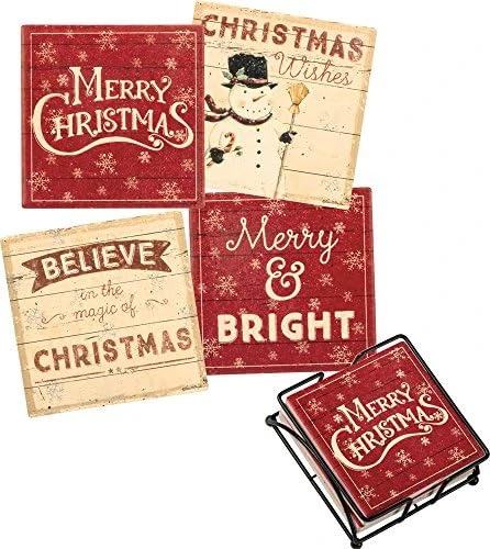 By Kathy 35940 Absorbent Stone Coaster Set, Believe 7 By Kathy 35940 Absorbent Stone Coaster Set, Believe - Image 5