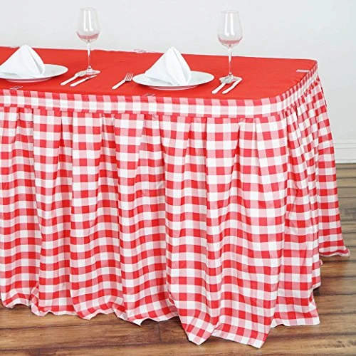 BalsaCircle 14 Feet X 29-Inch Red On White Checkered Gingham Polyester Table Skirt Linens Wedding Party Events Decorations Dining 3 BalsaCircle 14 Feet X 29-Inch Red On White Checkered Gingham Polyester Table Skirt Linens Wedding Party Events Decorations Dining