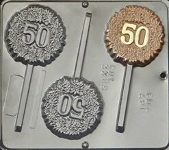 50th Anniversary Birthday Lollipop Chocolate Candy Mold 3385