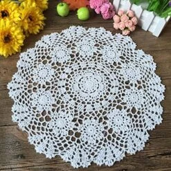 100% Cotton Handmade Crochet Round Doilies Lace Doily Tablecloth Doilies Lace Placemats,White,19 Inch -Wilton Shop 615FTjQI36L. AC