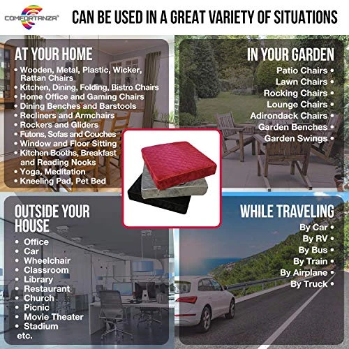 Chair Seat Cushion - 16x16x3 Memory Foam Square Thick Non-Slip Chair Pads For Kitchen, Dining, Office Chairs And Car Seats - Comfort And Back Pain Relief - Soft - Gray 7 Chair Seat Cushion - 16x16x3 Memory Foam Square Thick Non-Slip Chair Pads For Kitchen, Dining, Office Chairs And Car Seats - Comfort And Back Pain Relief - Soft - Gray - Image 5