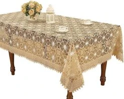Beige Embroidered Lace Tablecloth 48 Inch Round -Wilton Shop 616fX1eGOHL. AC 1