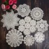 8Pcs 100% Cotton Hand Crochet Doilies ， Varied Sizes, 5-10 Inches For Table Decoration Vintage Wedding Tea Party (Beige)