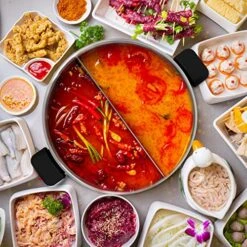 GENERIC Austric Electric Shabu Shabu Hot Pot, 304 Stainless Steel Hot Pot With Divider Electric Pot With Tempered Glass Lid For Party, Family Gathering,5L Large Capacity… (HS-160BU-Lift) -Wilton Shop 617tOTLs4eL