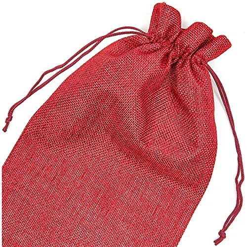 Reusable Jute Burlap Wine Bags With Drawstring (Red, 12-Pack) 5 Reusable Jute Burlap Wine Bags With Drawstring (Red, 12-Pack) - Image 3