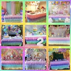Rainbow Table Skirt Tutu Unicorn Tablecloth For Rectangle Table 6ft Girls Birthday Unicorn Party Baby Shower