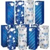 12 Pack Winter Wine Bags Wine Gift Bags With Handle And Tags Blue Snowman Xmas Tree Snowflake Stripe Bottle Bags For Winter Holiday Christmas Party Favor Home Table Decoration, 4 Design