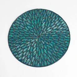 Jaipur Handmade Beaded Design 15-inch Round Placemat - 1-Piece (Teal) -Wilton Shop 61AHGYIicQL