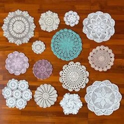 14 Pcs Cotton Crochet Doilies 4-11.5" Handmade White Beige Placemats (Beige 5pc+White 5pc+other 4pc) -Wilton Shop 61AqE4W5CkL. AC