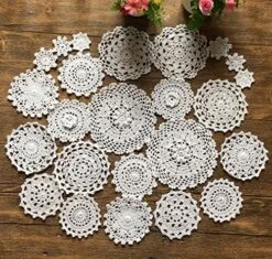 Set Of 24 Hand Crochet Doilies Lace 2-7 Inch Round Cotton Beige Vintage (24pcs Beige) -Wilton Shop 61CPeL5eQ L. AC