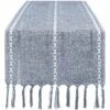 72" Farmhouse Table Runner,Hand-Woven Boho Table Runners With Tassels For Bohemian, Rustic,Bridal,Shower,Wedding, Dinner ,13 X 72 Inches-Blue