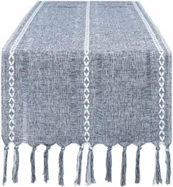 72" Farmhouse Table Runner,Hand-Woven Boho Table Runners With Tassels For Bohemian, Rustic,Bridal,Shower,Wedding, Dinner ,13 X 72 Inches-Blue -Wilton Shop 61DV9IfdN4L. AC 1