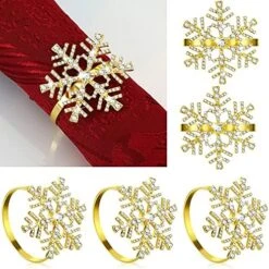 Snowflake Napkin Rings Set Xmas Snowflake Napkin Holders Rhinestone Napkin Rings Holder For Christmas Wedding Party Table Supplies Decor (Gold,6 Pieces) -Wilton Shop 61ECXSKoAiL. AC