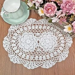 Lace Doilies Handmade Crochet Placemats Cotton Doilies Cloth Lace, Pack Of 4, Oval Shape, 10 X 14 Inch (Beige) -Wilton Shop 61F65cAyS. AC