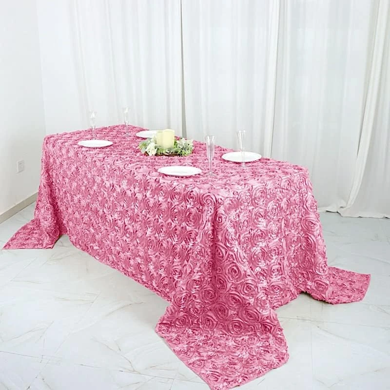90x132 Red Satin Raised Rosettes Rectangle Tablecloth Wedding Party Dining Room Table Linens 13 90x132 Red Satin Raised Rosettes Rectangle Tablecloth Wedding Party Dining Room Table Linens - Image 11