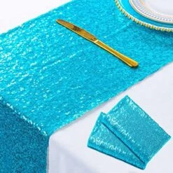 Turquoise Bridal Shower Decorations 14x108-Inch 21st Birthday Decorations Aqua Blue Sequin Table Runners 5pcs -0723S -Wilton Shop 61G9xrM2C2L. AC
