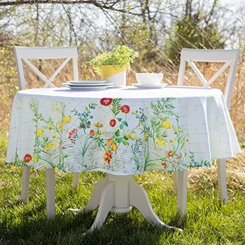 Indoor-Outdoor Spillproof Fabric Tablecloth For Spring/Summer/Party/Picnic (70" Round, Kayah) 14 Indoor-Outdoor Spillproof Fabric Tablecloth For Spring/Summer/Party/Picnic (70" Round, Kayah) - Image 12