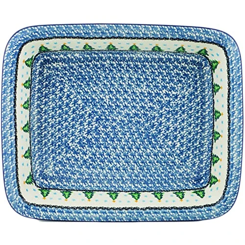 Authentic Polish Pottery 13¾-inch Rectangular Baker Made By Ceramika Artystyczna (Ethereal Evergreen Theme) + Certificate Of Authenticity 4 Authentic Polish Pottery 13¾-inch Rectangular Baker Made By Ceramika Artystyczna (Ethereal Evergreen Theme) + Certificate Of Authenticity - Image 2