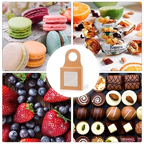 25 Count Kraft Paper Wine Bottle Box With Window, Hanging Foldable Empty Wine Bottles Boxes, Bottle Hanger Favor Box For Holding Cookies, Fruit, Chocolate, 3.5 X 3.5 X 1.2 Inches, Kraft Color 6 25 Count Kraft Paper Wine Bottle Box With Window, Hanging Foldable Empty Wine Bottles Boxes, Bottle Hanger Favor Box For Holding Cookies, Fruit, Chocolate, 3.5 X 3.5 X 1.2 Inches, Kraft Color - Image 4