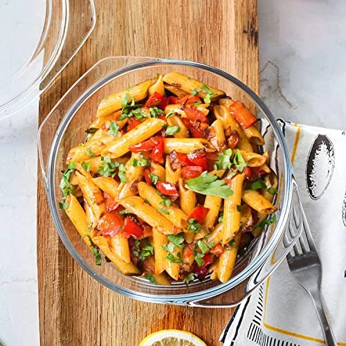 Clear Round Glass Casserole Dish With Glass Lid Oven Safe Glass Cookware, Covered Glass Microwavable Bowls With Lids (2.5L) 6 Clear Round Glass Casserole Dish With Glass Lid Oven Safe Glass Cookware, Covered Glass Microwavable Bowls With Lids (2.5L) - Image 4