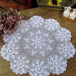New Handmade Crochet Lace Round Table Cloth Doilies Doily,31 Inch,Beige -Wilton Shop 61Hu07MWGrL. AC 2