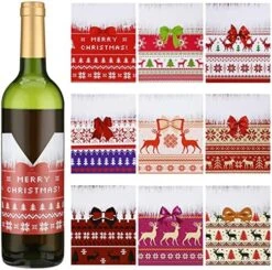 54 Pieces Christmas Wine Bottle Label Stickers Christmas Party Wine Bottle Decorations Xmas Wine Bottle Cover Santa Snowmen Elk Labels Stickers For Christmas Party Supplies Decor (Cartoon Style) -Wilton Shop 61HwtFFgIaL. AC