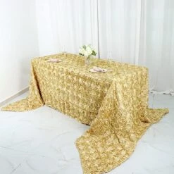 90x156 Blush Satin Raised Rosettes Rectangle Tablecloth Wedding Party Dining Room Table Linens -Wilton Shop 61I 4D6YQEL. AC