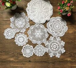 Set Of 11 Hand Crochet Doilies Lace Cotton Coasters Handmade Placemats 4-10 Inches Round White 7 Set Of 11 Hand Crochet Doilies Lace Cotton Coasters Handmade Placemats 4-10 Inches Round White -Wilton Shop 61IBfi0Z8HS