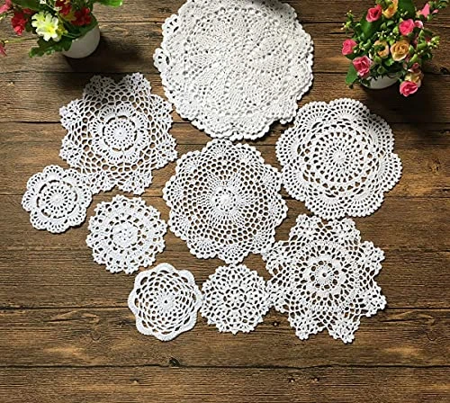 Set Of 11 Hand Crochet Doilies Lace Cotton Coasters Handmade Placemats 4-10 Inches Round White 5 Set Of 11 Hand Crochet Doilies Lace Cotton Coasters Handmade Placemats 4-10 Inches Round White - Image 3